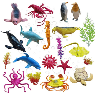 AquaWorld | Sumérgete en una aventura submarina - Set de juego de animales marinos realistas para niños con peces